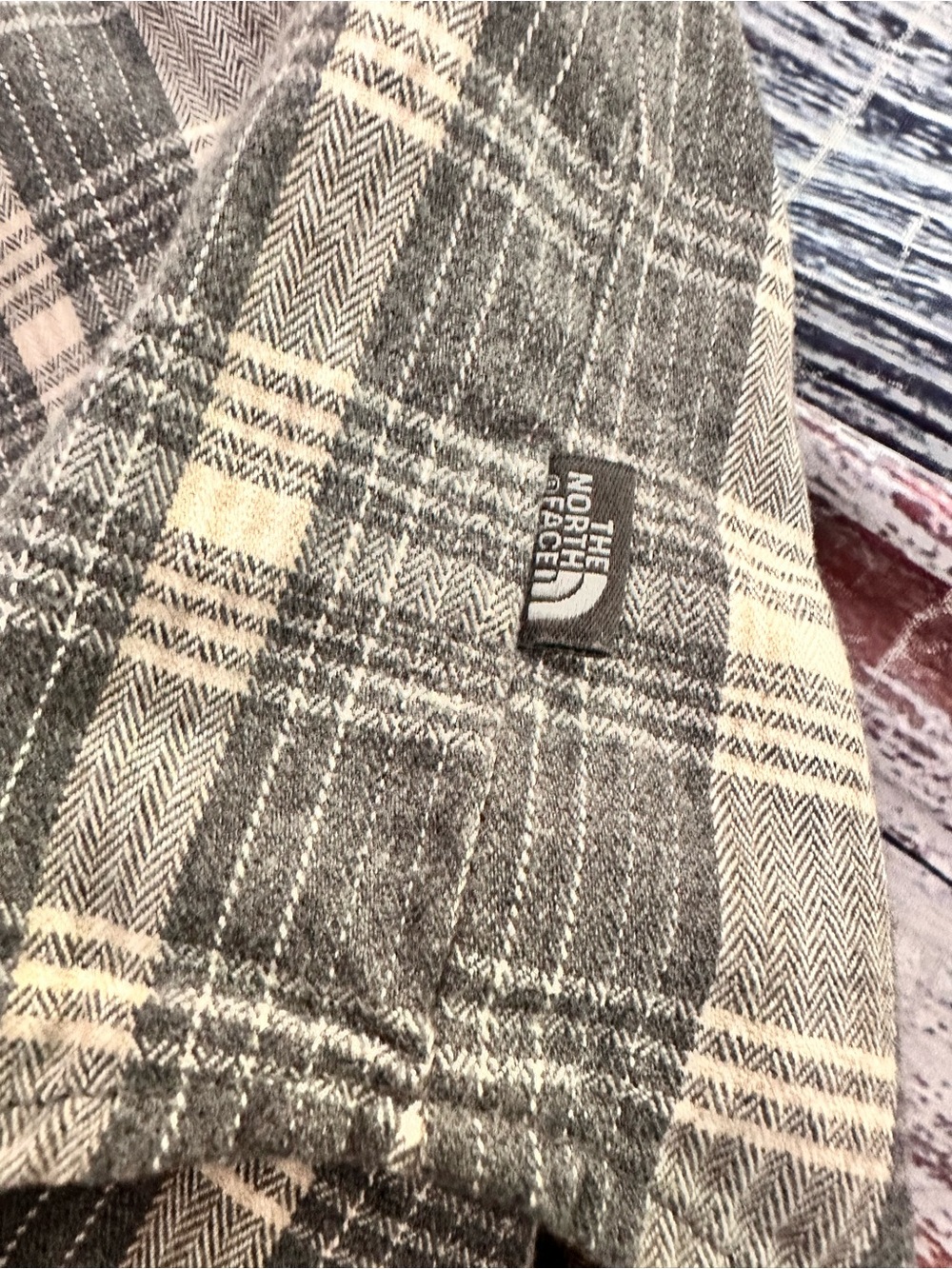 The North Face Casual Plaid Button-Up Shirt in Black & Cream - Picture 5 of 9